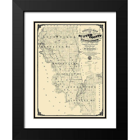 Sutter California Landowner - Pennington 1873 Black Modern Wood Framed Art Print with Double Matting by Pennington