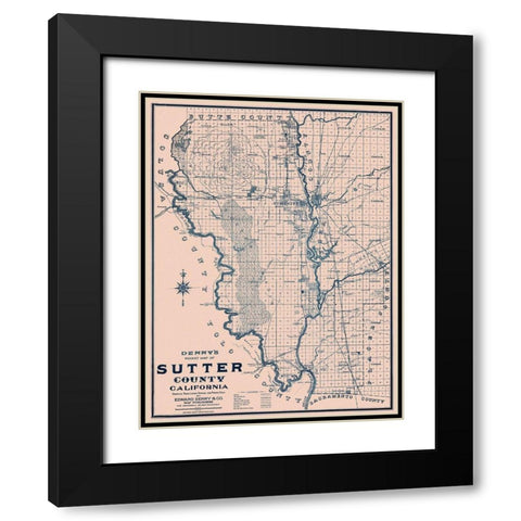 Sutter California - Denny 1913 Black Modern Wood Framed Art Print with Double Matting by Denny
