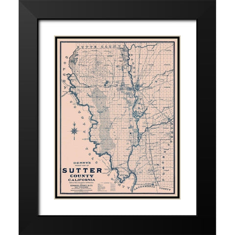 Sutter California - Denny 1913 Black Modern Wood Framed Art Print with Double Matting by Denny