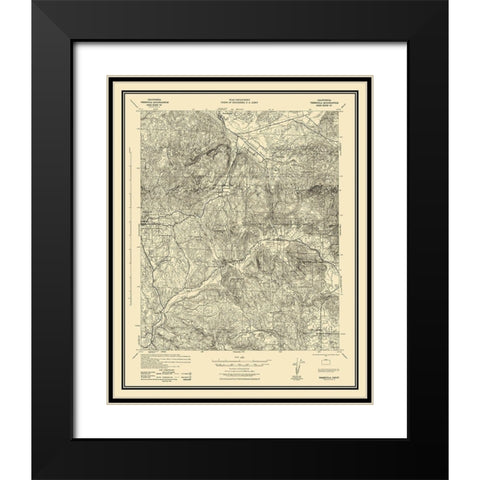 Temecula California Quad - USGS 1942 Black Modern Wood Framed Art Print with Double Matting by USGS