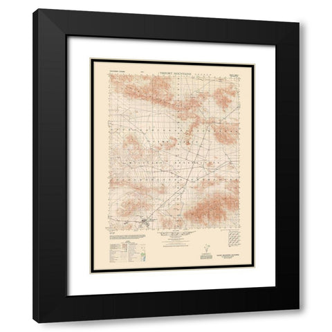 Tiefort Mountains Sheet - US Army 1948 Black Modern Wood Framed Art Print with Double Matting by US Army