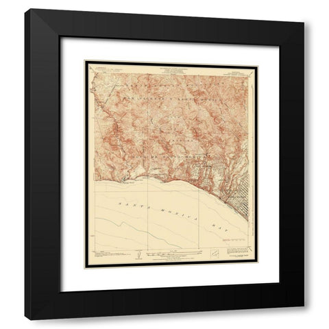 Topanga Canyon California Quad - USGS 1928 Black Modern Wood Framed Art Print with Double Matting by USGS