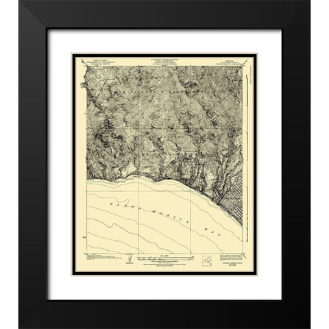 Topanga Canyon California Quad - USGS 1926 Black Modern Wood Framed Art Print with Double Matting by USGS