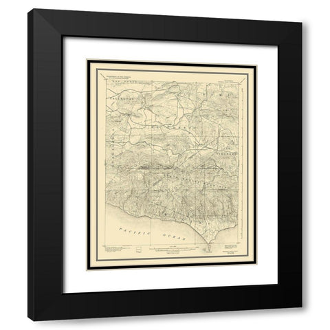 Triunfo Pass California Quad - USGS 1921 Black Modern Wood Framed Art Print with Double Matting by USGS