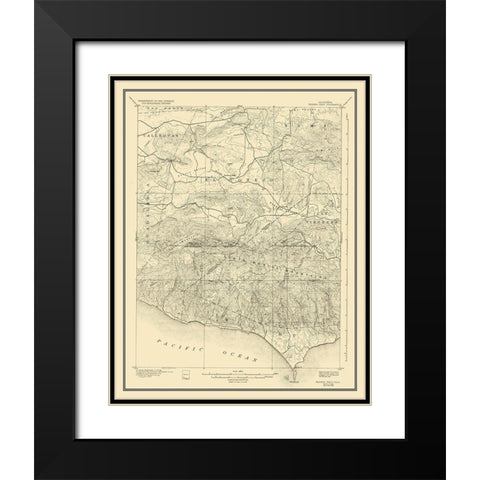 Triunfo Pass California Quad - USGS 1921 Black Modern Wood Framed Art Print with Double Matting by USGS