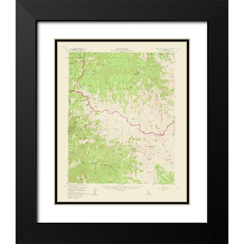 Triple Divide Peak California Quad - USGS 1956 Black Modern Wood Framed Art Print with Double Matting by USGS