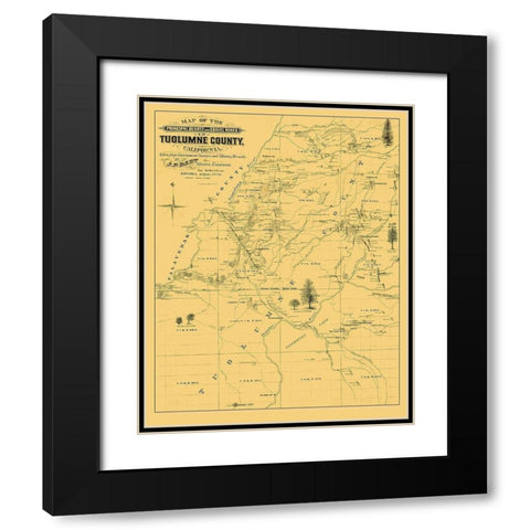Tuolumne California Landowner - Dart 1878 Black Modern Wood Framed Art Print with Double Matting by Dart