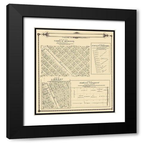 Lindsay, Monson California - Thomas 1892 Black Modern Wood Framed Art Print with Double Matting by Thomas