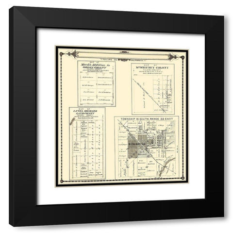 Tulare  Colonies California - Thomas 1892 Black Modern Wood Framed Art Print with Double Matting by Thomas