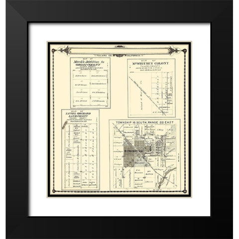 Tulare  Colonies California - Thomas 1892 Black Modern Wood Framed Art Print with Double Matting by Thomas
