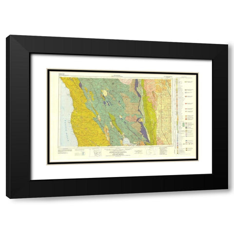 Ukiah Sheet California Mines - Jennings 1957 Black Modern Wood Framed Art Print with Double Matting by Jennings