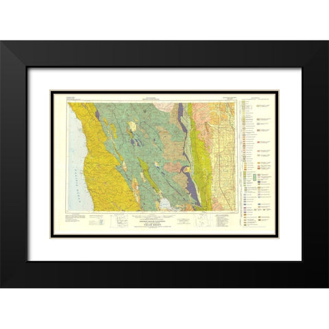 Ukiah Sheet California Mines - Jennings 1957 Black Modern Wood Framed Art Print with Double Matting by Jennings