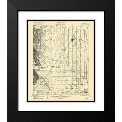 Vacaville California Quad - USGS 1908 Black Modern Wood Framed Art Print with Double Matting by USGS