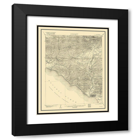 Ventura California Quad - USGS 1904 Black Modern Wood Framed Art Print with Double Matting by USGS