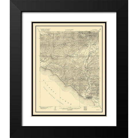 Ventura California Quad - USGS 1904 Black Modern Wood Framed Art Print with Double Matting by USGS