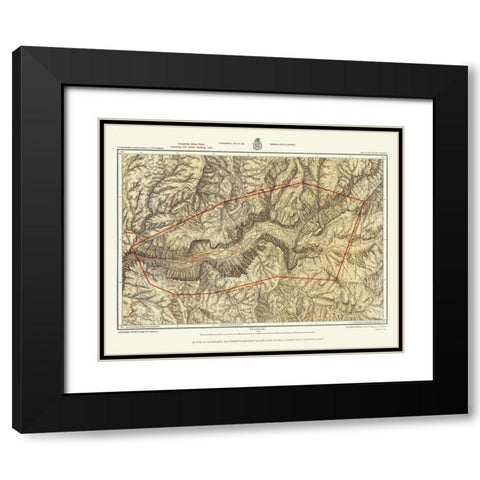 Yosemite California Quad - USGS 1879 Black Modern Wood Framed Art Print with Double Matting by USGS