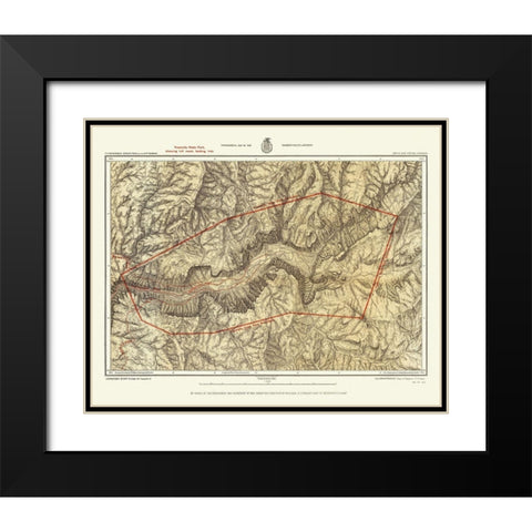 Yosemite California Quad - USGS 1879 Black Modern Wood Framed Art Print with Double Matting by USGS