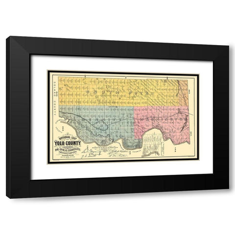 Yolo  East California Landowner - De Pue 1879 Black Modern Wood Framed Art Print with Double Matting by De Pue