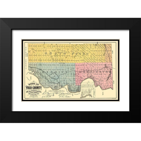 Yolo  East California Landowner - De Pue 1879 Black Modern Wood Framed Art Print with Double Matting by De Pue