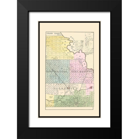 Yolo  Northeast California Landowner - De Pue 1879 Black Modern Wood Framed Art Print with Double Matting by De Pue