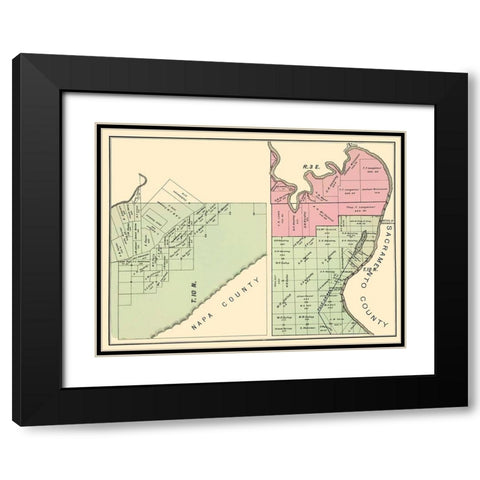 Yolo California Landowner - De Pue 1879 Black Modern Wood Framed Art Print with Double Matting by De Pue