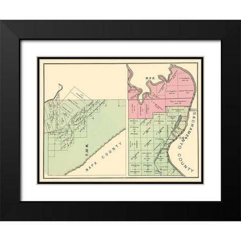 Yolo California Landowner - De Pue 1879 Black Modern Wood Framed Art Print with Double Matting by De Pue