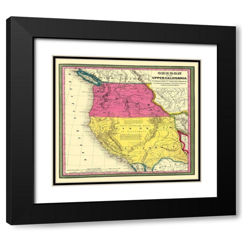 California, Oregon - Mitchell 1846 Black Modern Wood Framed Art Print with Double Matting by Mitchell