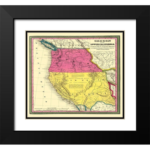 California, Oregon - Mitchell 1846 Black Modern Wood Framed Art Print with Double Matting by Mitchell