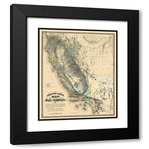 California - Goddard 1857 Black Modern Wood Framed Art Print with Double Matting by Goddard