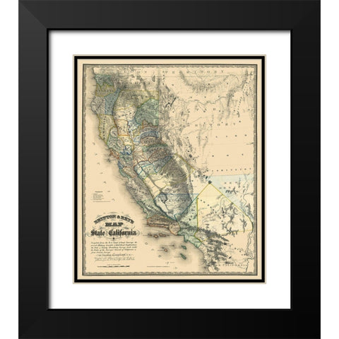 California - Goddard 1857 Black Modern Wood Framed Art Print with Double Matting by Goddard