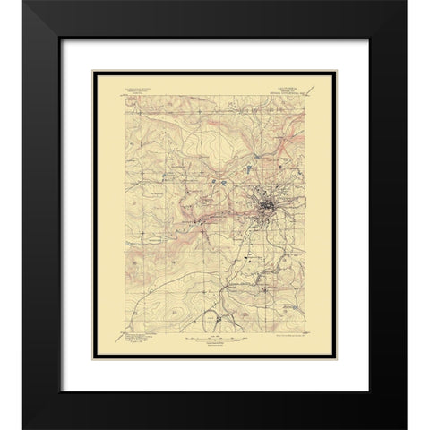 Nevada City California Special - USGS 1895 Black Modern Wood Framed Art Print with Double Matting by USGS