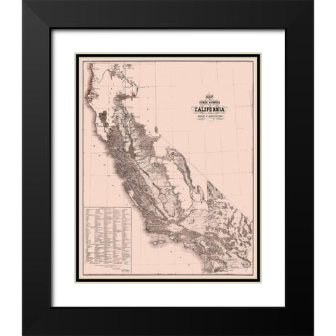 California Public Surveys - Surveyor General 1862 Black Modern Wood Framed Art Print with Double Matting by Surveyor General