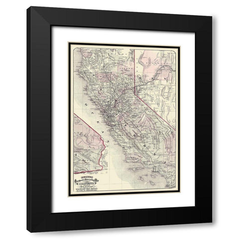 California - Cram 1875 Black Modern Wood Framed Art Print with Double Matting by Cram