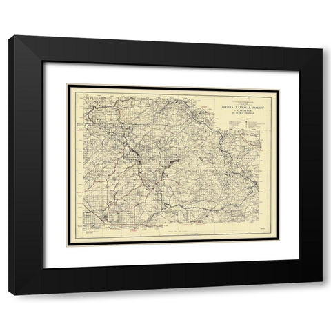 Sierra National Forest, California - USFS 1938 Black Modern Wood Framed Art Print with Double Matting by USFS