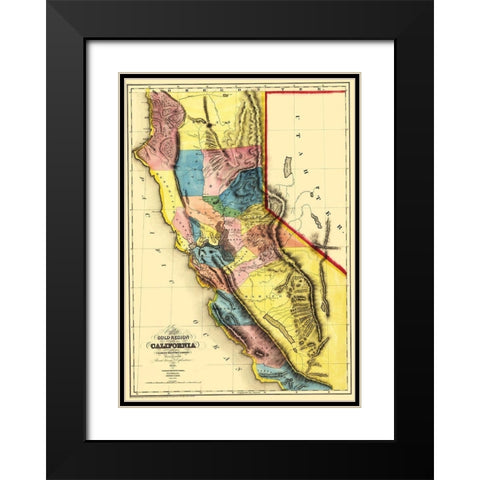 California Gold Region - Sherman 1851 Black Modern Wood Framed Art Print with Double Matting by Sherman