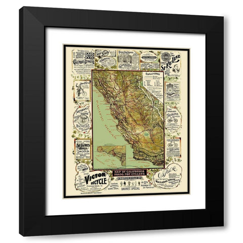 Roads For Cyclers - Blum 1892 Black Modern Wood Framed Art Print with Double Matting by Blum