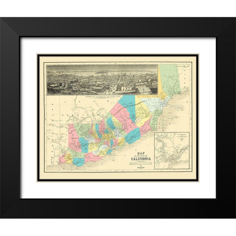 California - Vincent 1860 Black Modern Wood Framed Art Print with Double Matting by Vincent