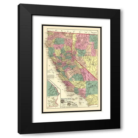 California, Nevada - Thompson 1877 Black Modern Wood Framed Art Print with Double Matting by Thompson