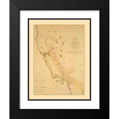 California Railroad Survey - War Dept 1855 Black Modern Wood Framed Art Print with Double Matting by War Dept