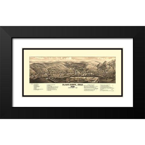 Black Hawk Colorado - Stoner 1882 Black Modern Wood Framed Art Print with Double Matting by Stoner