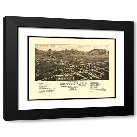 Buena Vista Colorado - Stoner 1882 Black Modern Wood Framed Art Print with Double Matting by Stoner