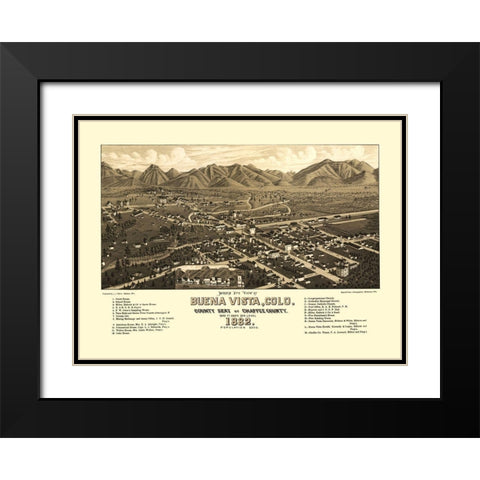 Buena Vista Colorado - Stoner 1882 Black Modern Wood Framed Art Print with Double Matting by Stoner