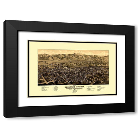 Colorado Springs Colorado - Stoner 1882 Black Modern Wood Framed Art Print with Double Matting by Stoner