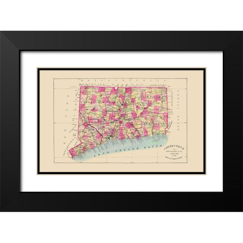 Connecticut - Hurd 1893 Black Modern Wood Framed Art Print with Double Matting by Hurd