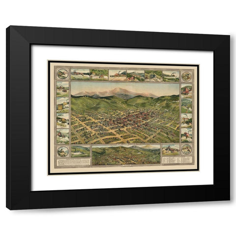 Cripple Creek Colorado - 1896 Black Modern Wood Framed Art Print with Double Matting by Unknown
