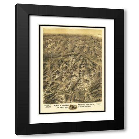 Cripple Creek Colorado - Amerine 1895 Black Modern Wood Framed Art Print with Double Matting by Amerine
