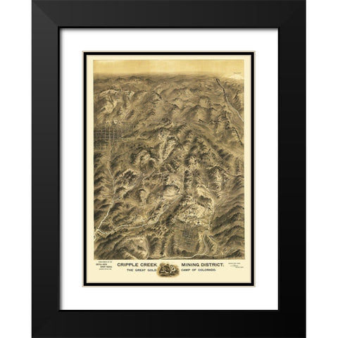Cripple Creek Colorado - Amerine 1895 Black Modern Wood Framed Art Print with Double Matting by Amerine