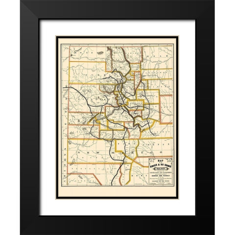 Denver and Rio Grande Railway - Rand McNally 1872 Black Modern Wood Framed Art Print with Double Matting by Rand McNally