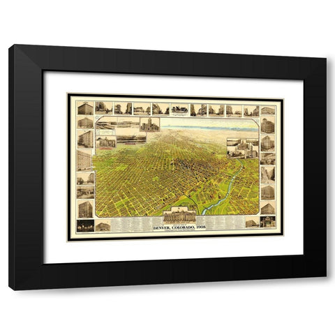 Denver Colorado - 1908 Black Modern Wood Framed Art Print with Double Matting by Unknown