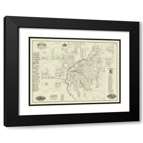 Denver Colorado Landowner - Thayer 1879 Black Modern Wood Framed Art Print with Double Matting by Thayer